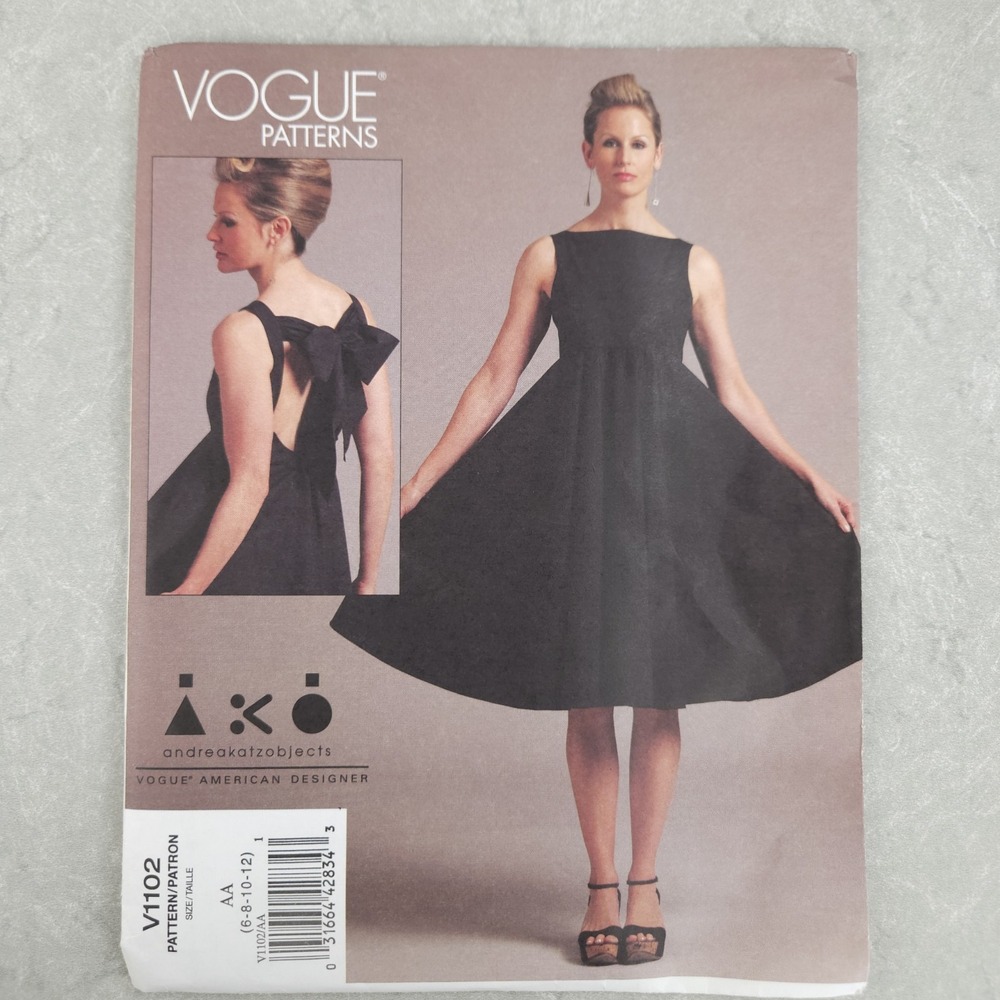 Vogue V1102 Andrea Katz Formal Dress Sewing Pattern Audrey Hepburn Style 6-12
